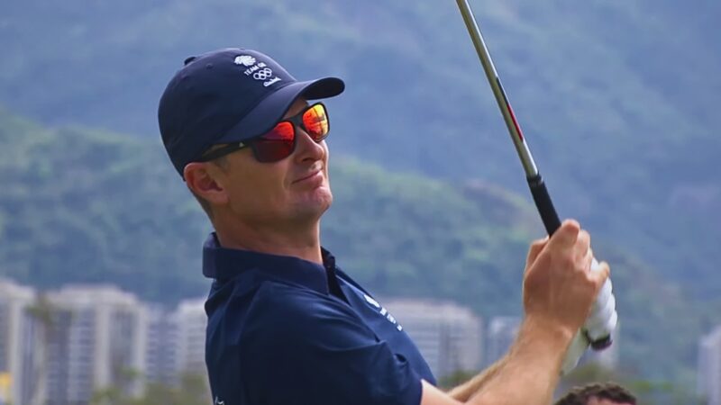 Justin Rose, member of British National Golf Team during the Olympics, 2020. Concept for Golf in Olympics